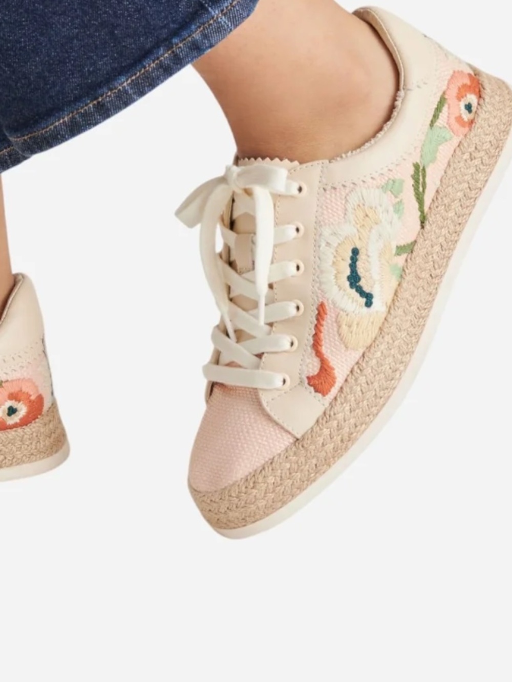 Dolce Vita Azalia sneakers in Pink Floral Raffia